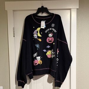 Black Halloween Hello Kitty Graphic Sweatshirt